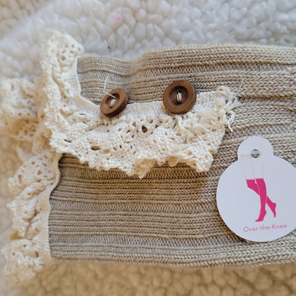 Over the knee socks boot socks lace button detailing - Picture 2 of 4